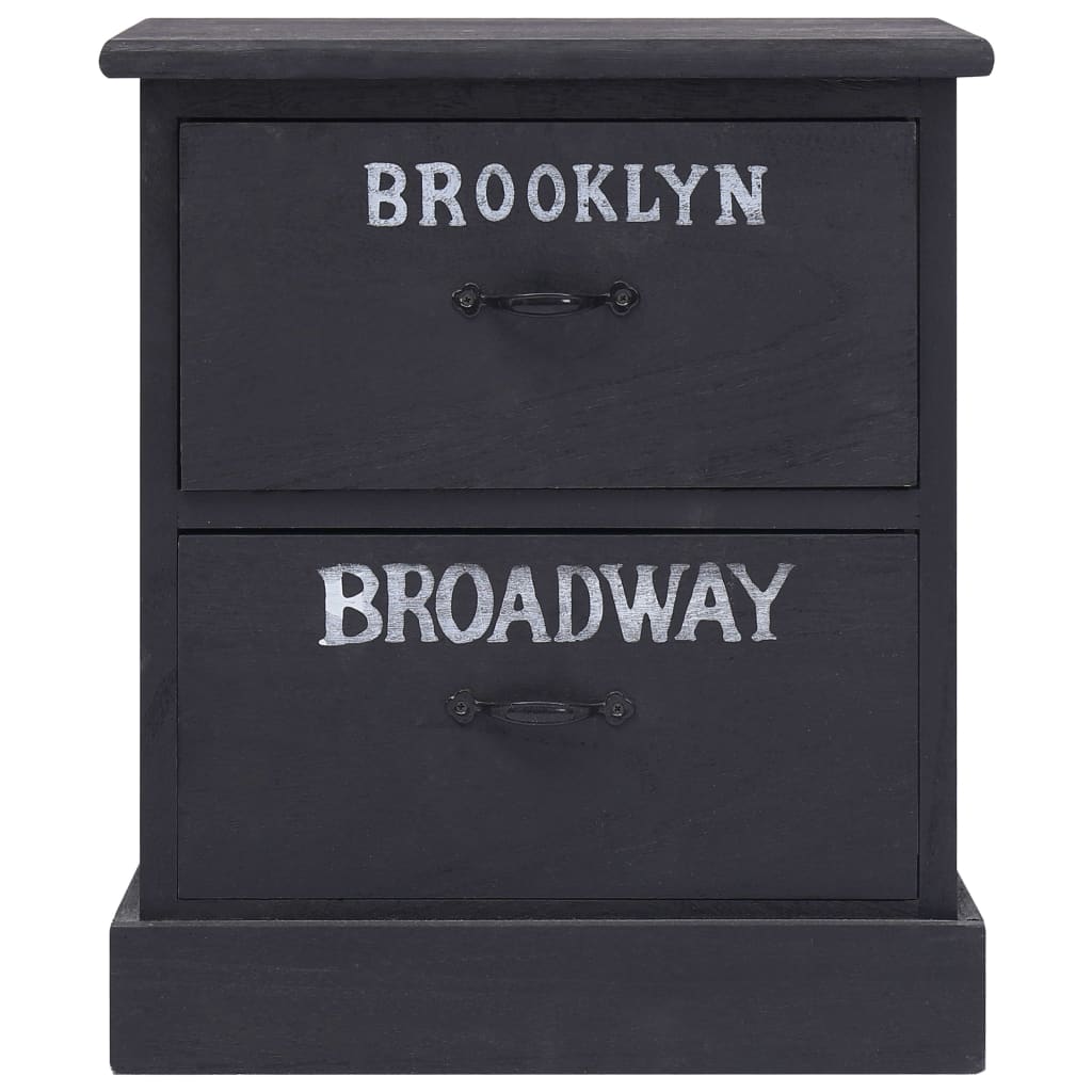 Comodini 2pz Neri 38x28x45 cm in Legno di Paulonia 284059