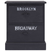 Comodini 2pz Neri 38x28x45 cm in Legno di Paulonia 284059