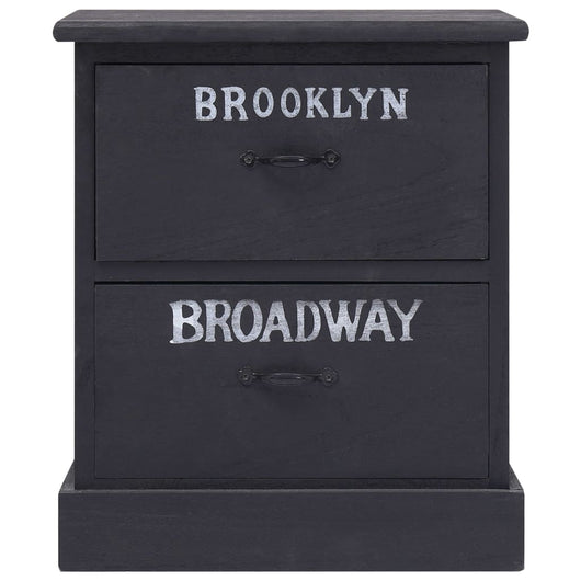 Comodini 2pz Neri 38x28x45 cm in Legno di Paulonia 284059