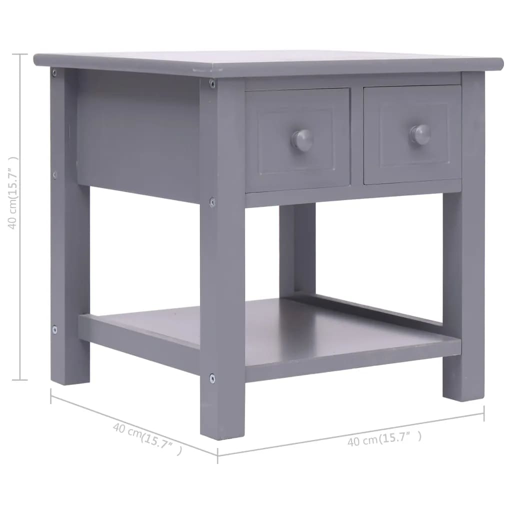 Tavolino Laterale Grigio 40x40x40 cm in Legno di Paulownia 284069