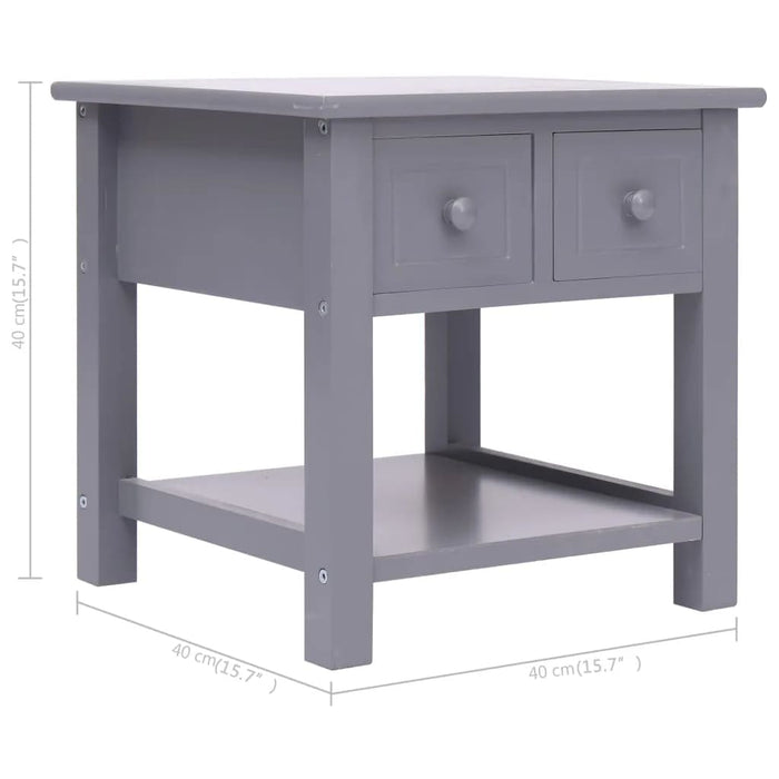 Tavolino Laterale Grigio 40x40x40 cm in Legno di Paulownia 284069