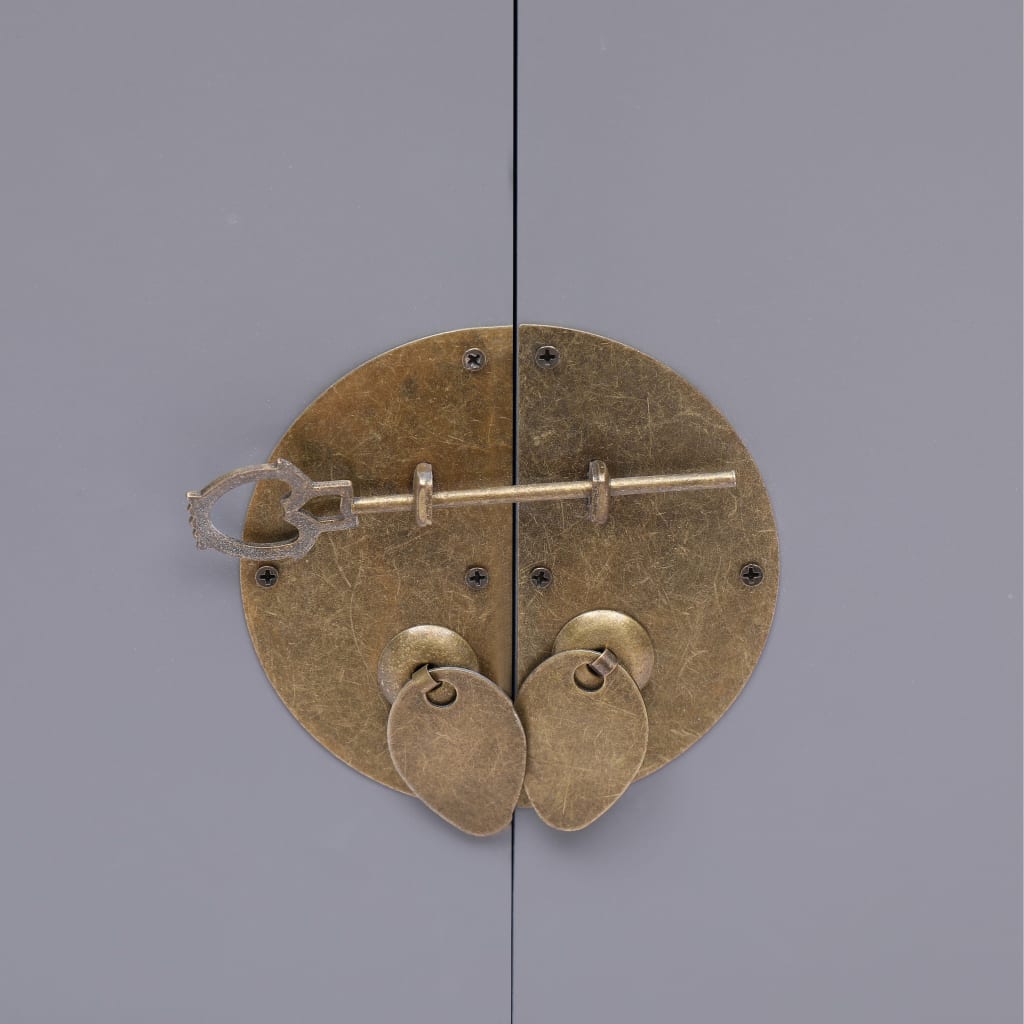 Comodino-Tavolino da notte Grigio 38x28x52 cm in Legno di Paulownia