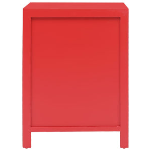 Comodino Rosso 38x28x52 cm in Legno di Paulownia 284074