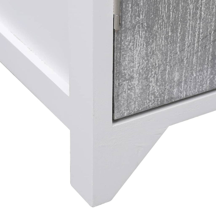 Mobiletto da Bagno Bianco e Grigio 46x24x116 Legno di Paulownia 284107