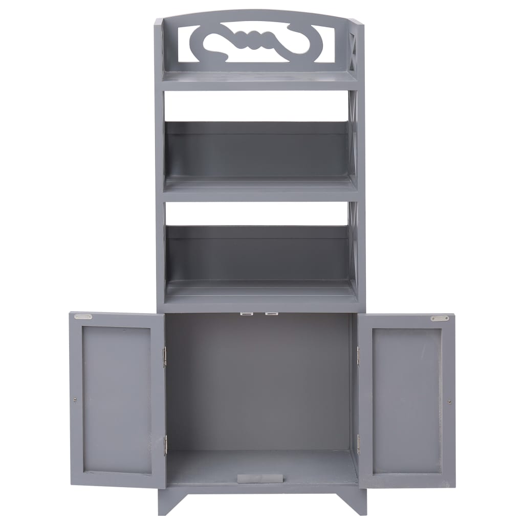 Mobiletto da Bagno Grigio 46x24x116 cm in Legno di Paulownia 284110