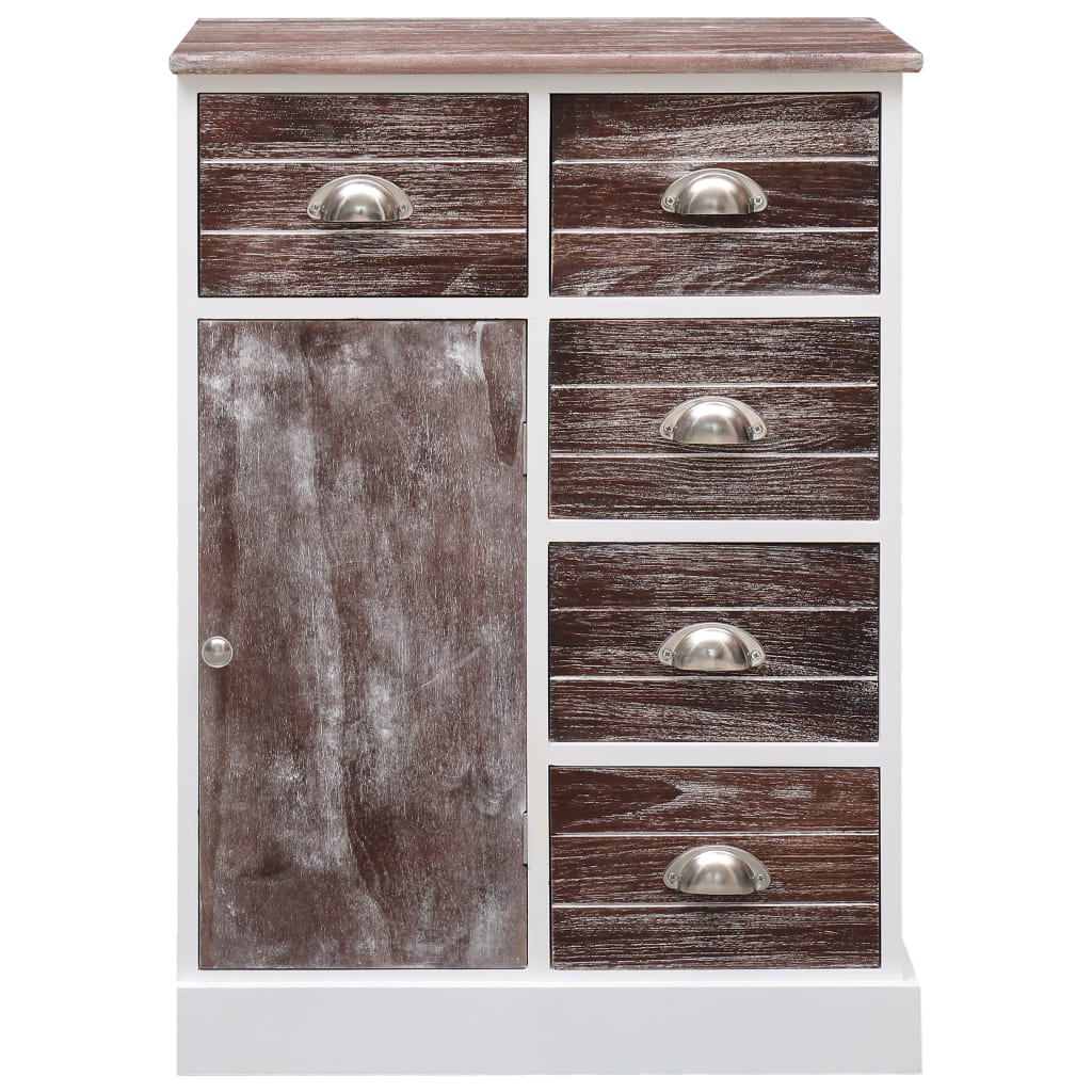 Credenza con 10 Cassetti Marrone 113x30x79 cm in Legno 284174