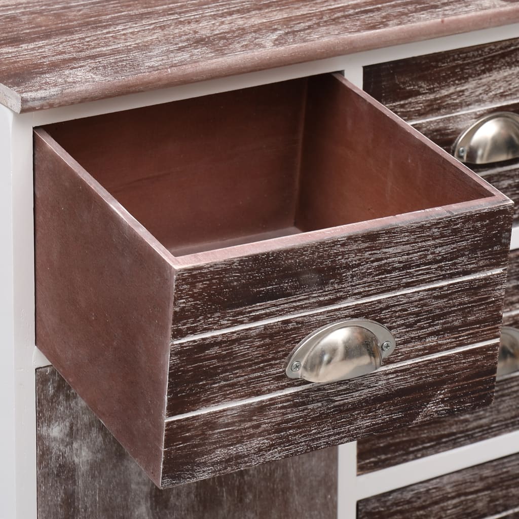 Credenza con 10 Cassetti Marrone 113x30x79 cm in Legno 284174