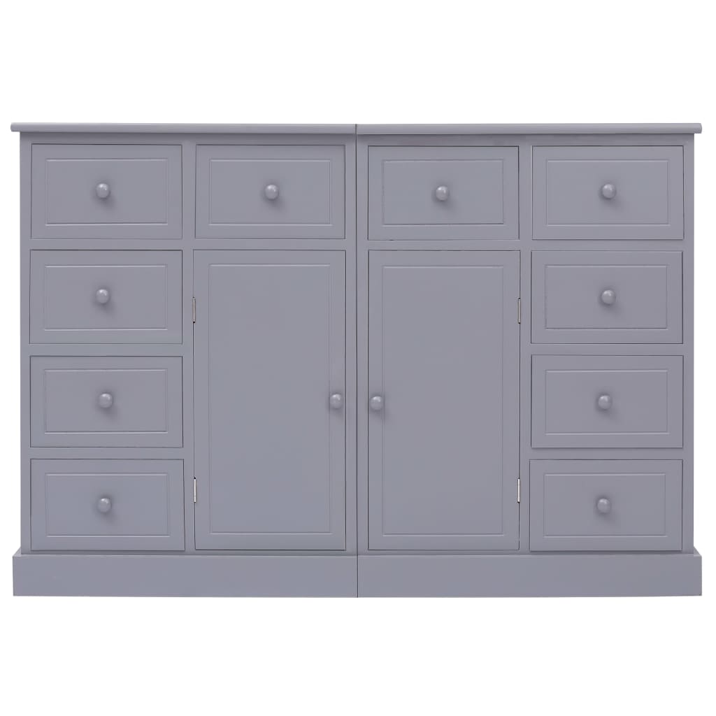 Credenza con 10 Cassetti Grigia 113x30x79 cm in Legno 284176