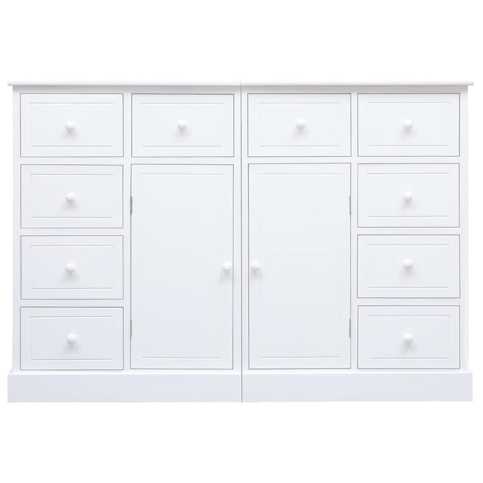 Credenza con 10 Cassetti Bianca 113x30x79 cm in Legno 284177