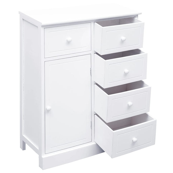 Credenza con 10 Cassetti Bianca 113x30x79 cm in Legno 284177