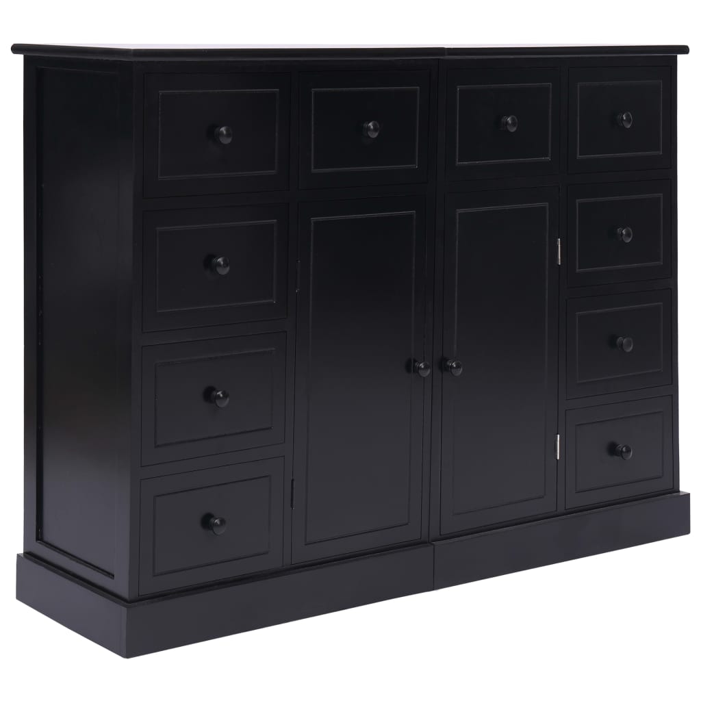 Credenza con 10 Cassetti Nera 113x30x79 cm in Legno 284178