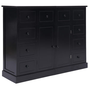 Credenza con 10 Cassetti Nera 113x30x79 cm in Legno 284178
