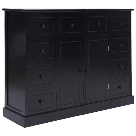 Credenza con 10 Cassetti Nera 113x30x79 cm in Legno 284178