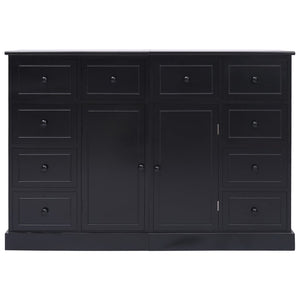 Credenza con 10 Cassetti Nera 113x30x79 cm in Legno 284178