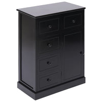 Credenza con 10 Cassetti Nera 113x30x79 cm in Legno 284178