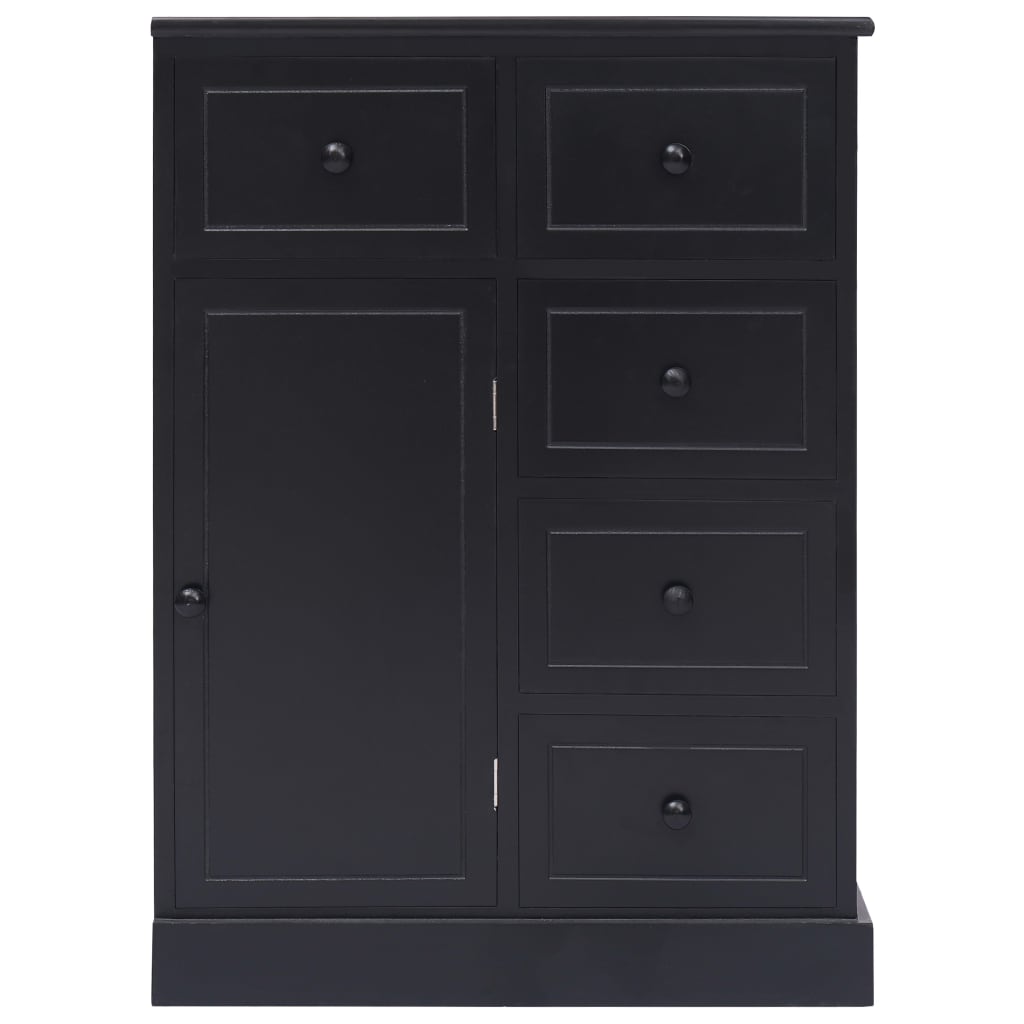Credenza con 10 Cassetti Nera 113x30x79 cm in Legno 284178