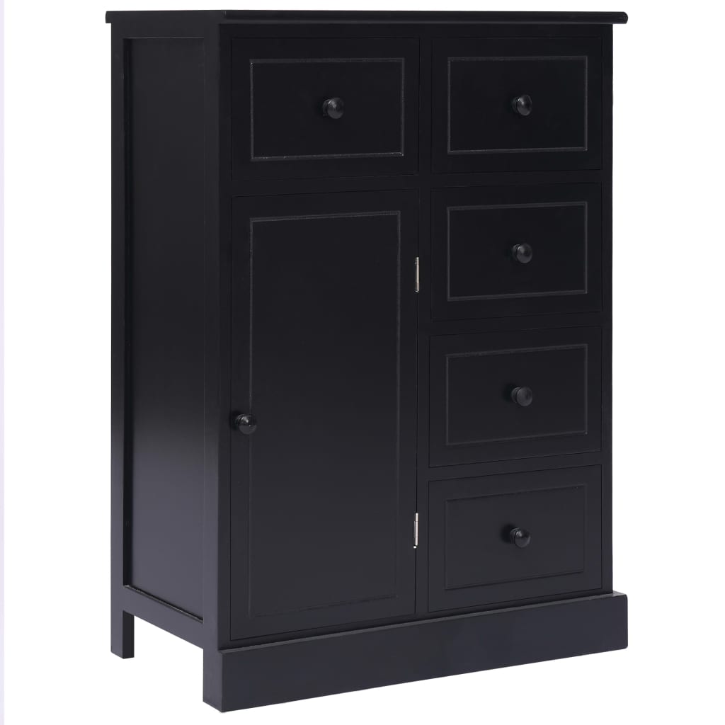Credenza con 10 Cassetti Nera 113x30x79 cm in Legno 284178