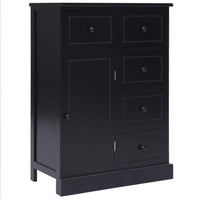 Credenza con 10 Cassetti Nera 113x30x79 cm in Legno 284178