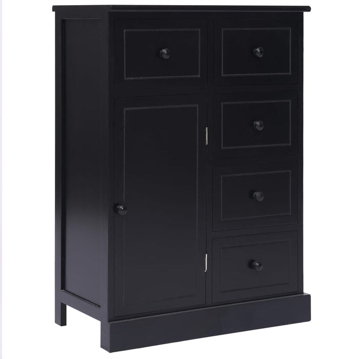 Credenza con 10 Cassetti Nera 113x30x79 cm in Legno 284178