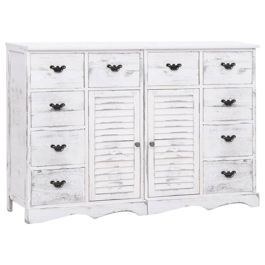 Credenza con 10 Cassetti Bianca 113x30x79 cm in Legno 284179