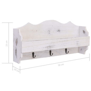 Appendiabiti a Muro Bianco 50x10x23 cm in Legno 284231
