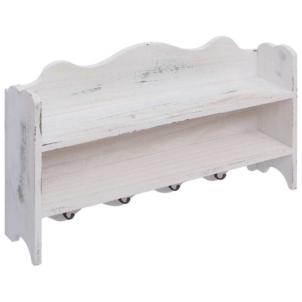 Appendiabiti a Muro Bianco 50x10x30 cm in Legno cod mxl 74778