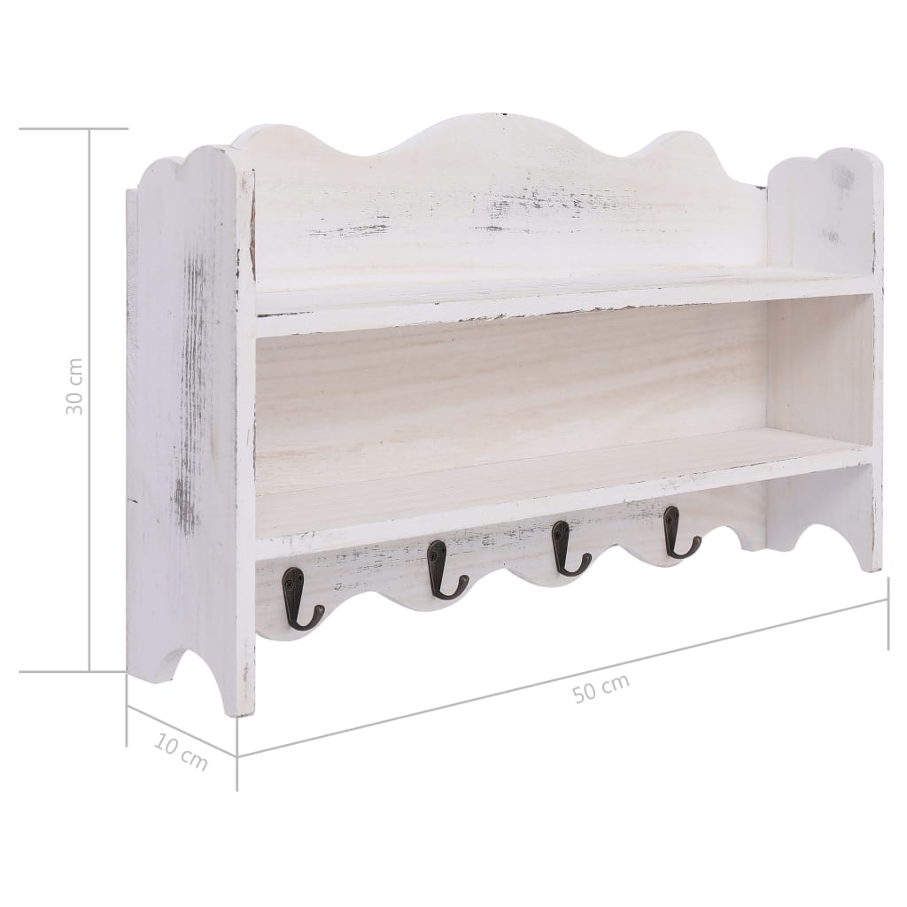 Appendiabiti a Muro Bianco 50x10x30 cm in Legno 284235