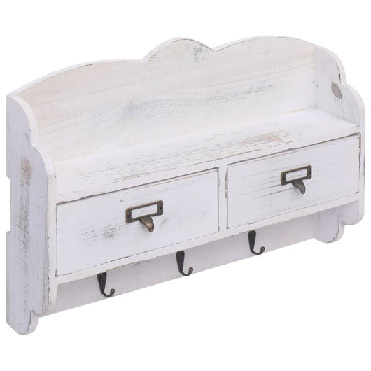 Appendiabiti a Muro Bianco 50x10x34 cm in Legno 284239