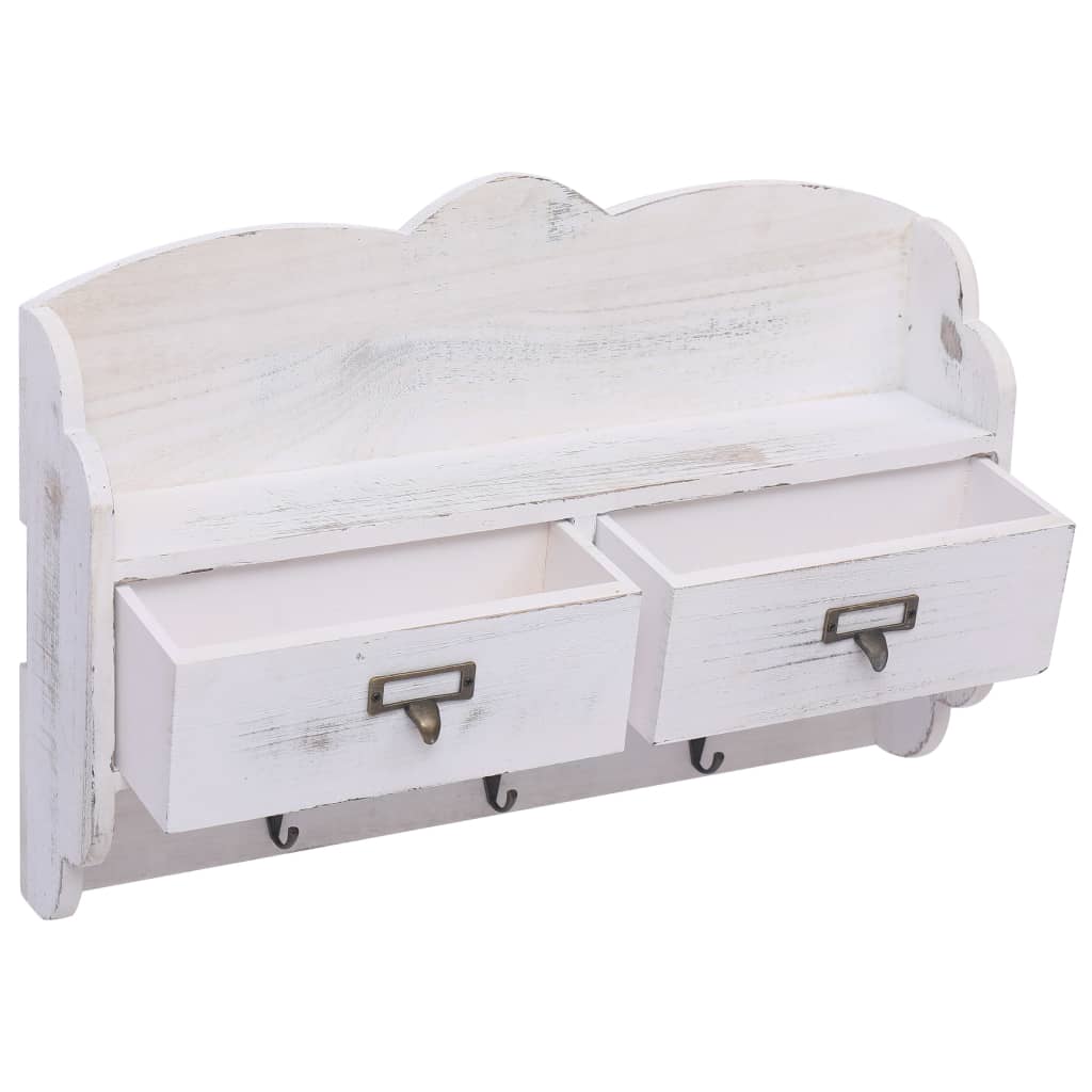 Appendiabiti a Muro Bianco 50x10x34 cm in Legno 284239