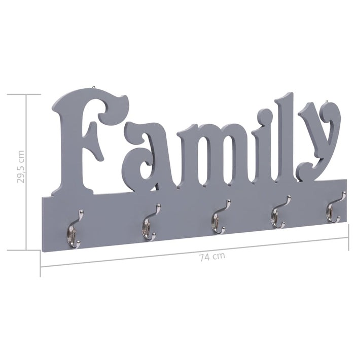 Appendiabiti a Muro FAMILY Grigio 74x29,5 cm 284246