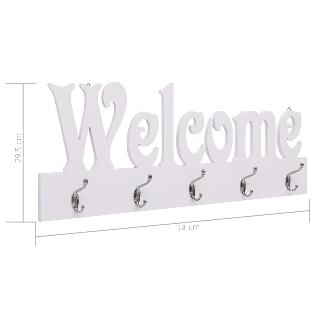 Appendiabiti a Muro WELCOME Bianco 74x29,5 cm 284247