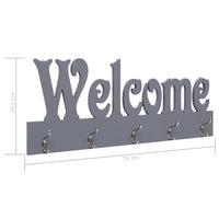 Appendiabiti a Muro WELCOME Grigio 74x29,5 cm 284248