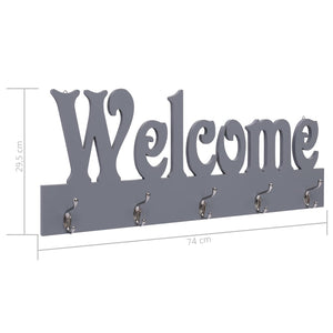 Appendiabiti a Muro WELCOME Grigio 74x29,5 cm 284248