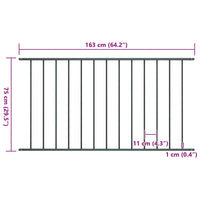 Pannello di Recinzione Acciaio Verniciato 1,63x0,75 m Antracite 145221