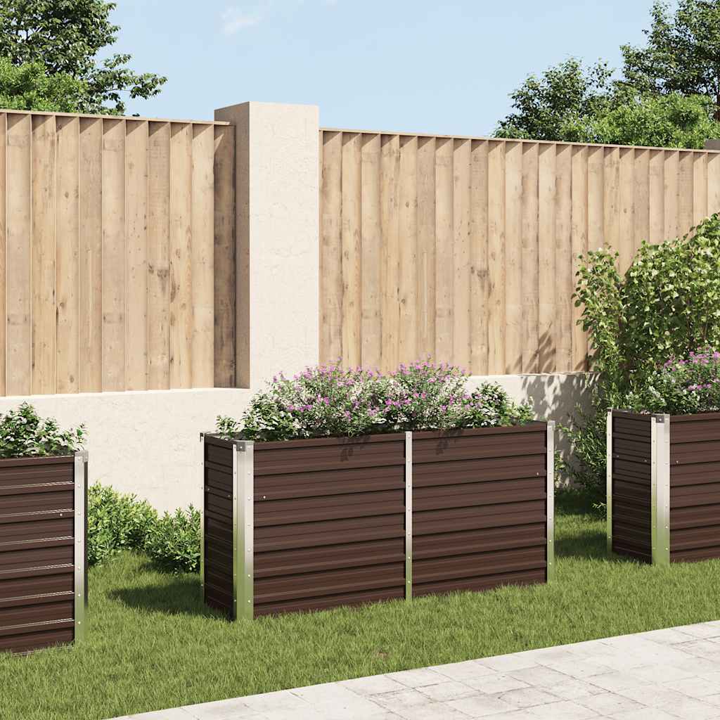 Letto Rialzato Giardino Marrone 160x40x77 cm in Acciaio Zincato cod mxl 49352