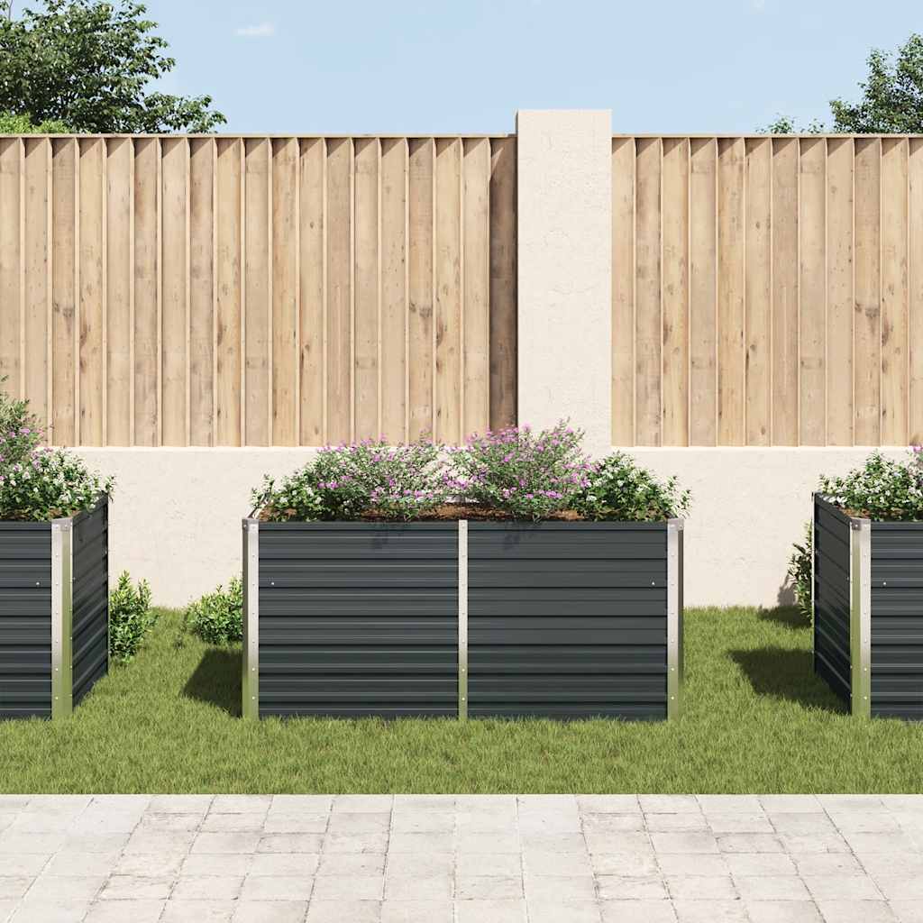 Fioriera Rialzata Antracite 160x80x77 cm in Acciaio Zincato cod mxl 54198