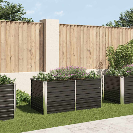 Fioriera Rialzata Antracite 160x80x77 cm in Acciaio Zincato 45722