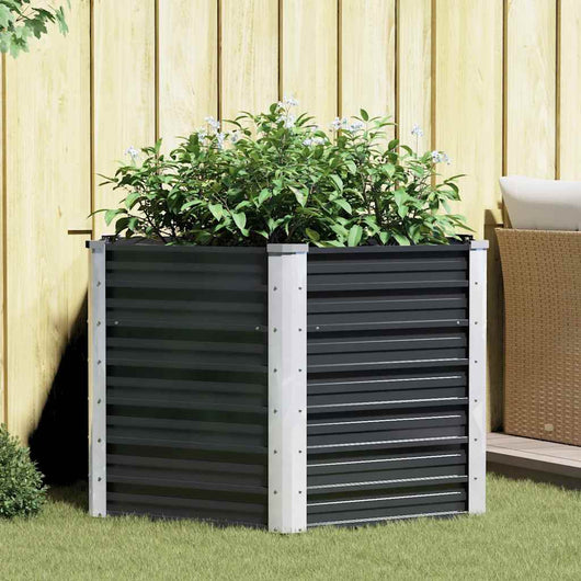 Fioriera-Vaso da Esterno-Contenitore per Piante per Giardino Antracite 129x129x77cm in Acciaio Zincato