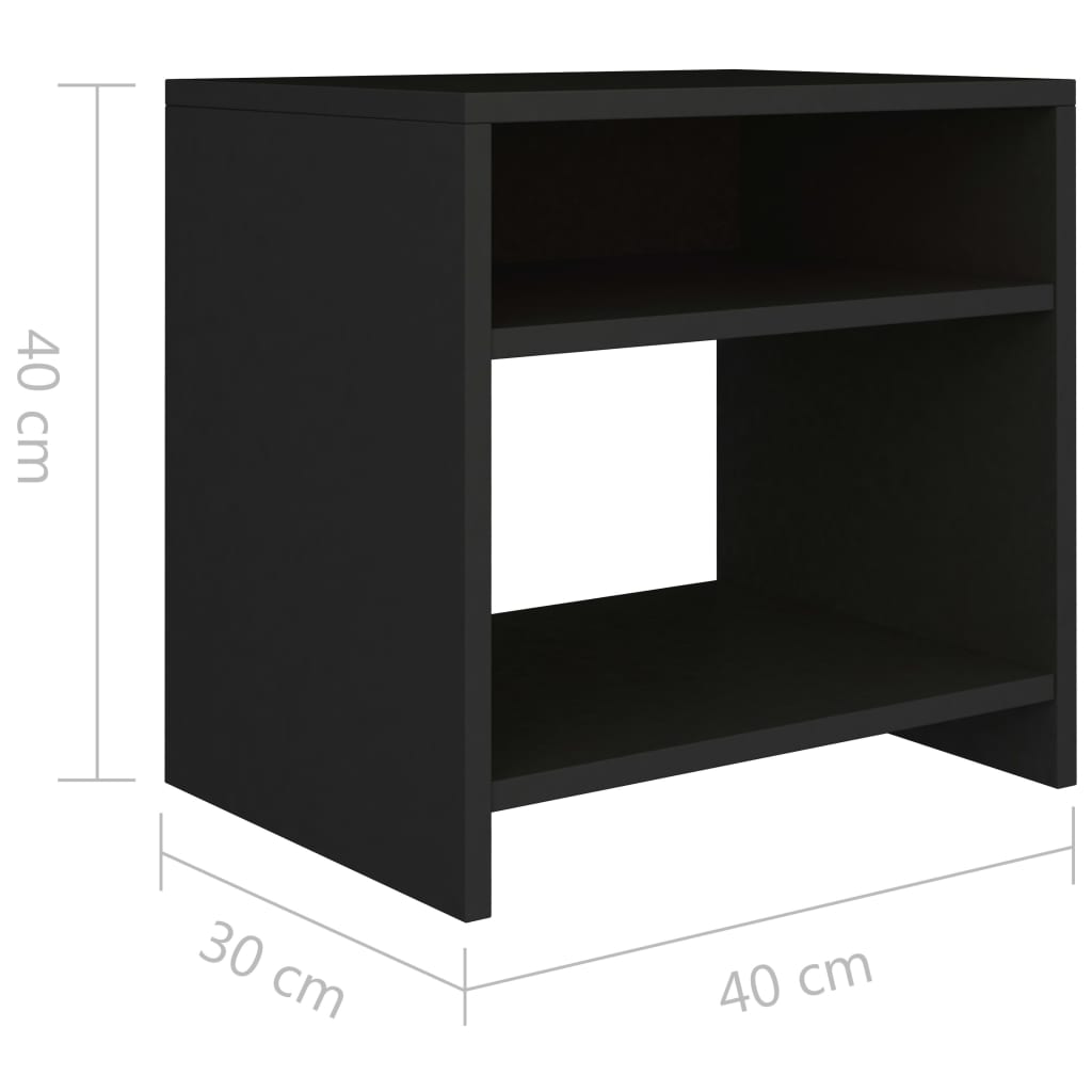 Comodino Nero 40x30x40 cm in Legno Multistrato 800011