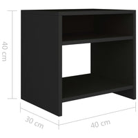 Comodino Nero 40x30x40 cm in Legno Multistrato 800011