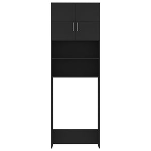 Mobile per Lavatrice Nero 64x25,5x190 cm in Multistrato 800028