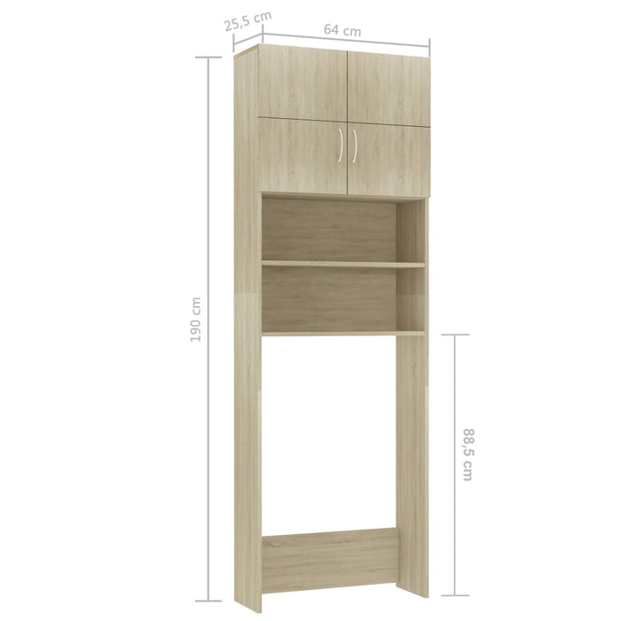 Mobile Lavatrice Rovere Sonoma 64x25,5x190 cm Legno Multistrato 800030