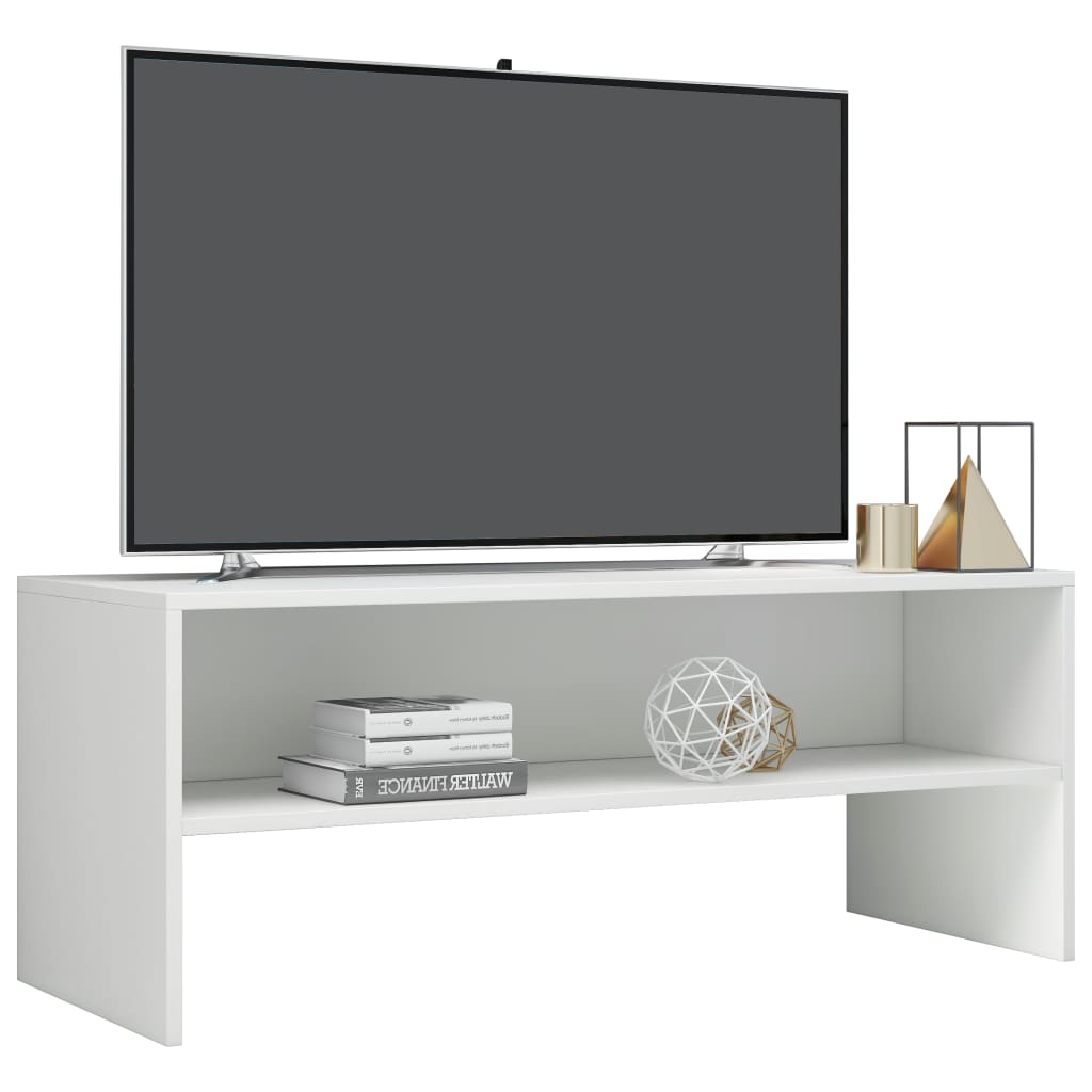 Mobile Porta TV Bianco Lucido 100x40x40 cm in Legno Multistrato 800051