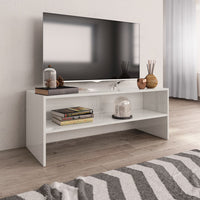 Mobile Porta TV Bianco Lucido 100x40x40 cm in Legno Multistrato 800051