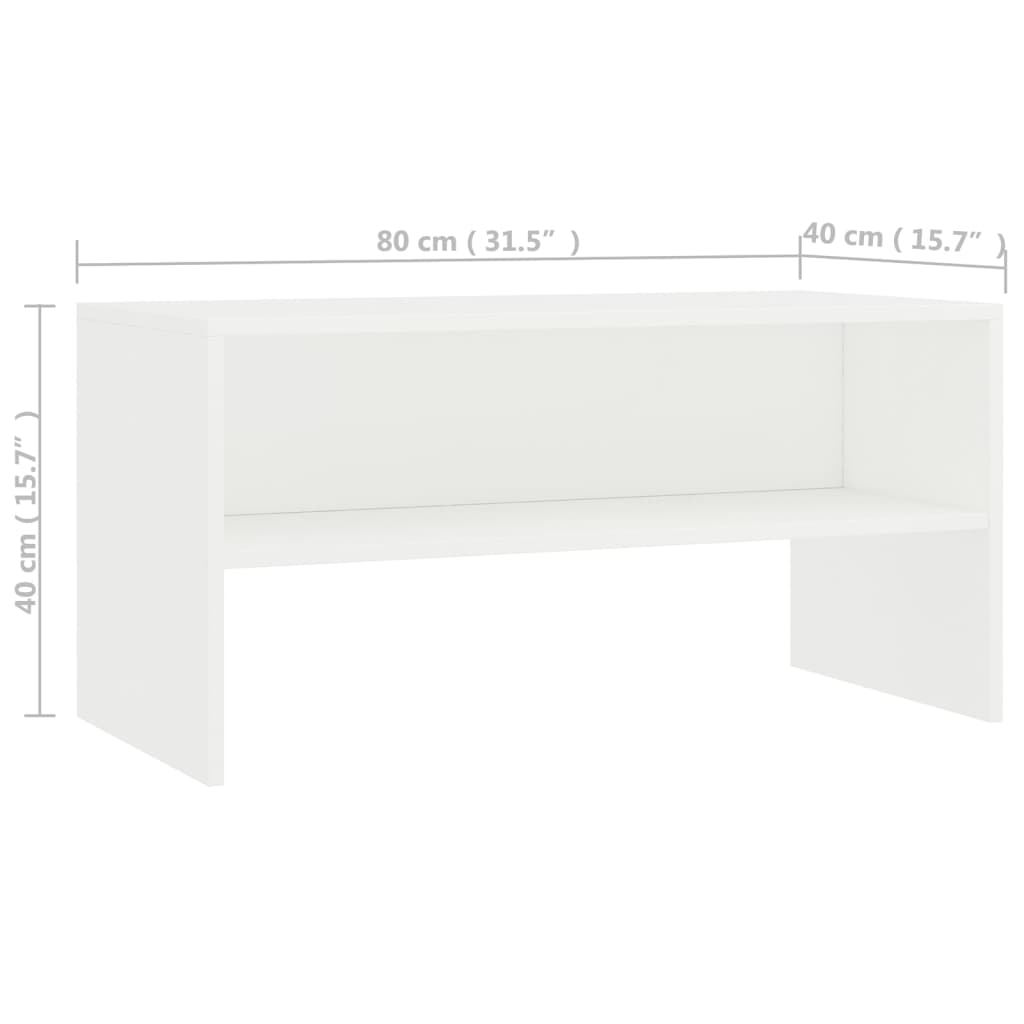 Mobile Porta TV Bianco 80x40x40 cm in Legno Multistrato 800054