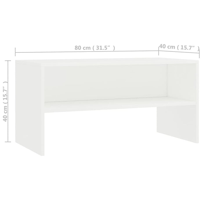 Mobile Porta TV Bianco 80x40x40 cm in Legno Multistrato 800054