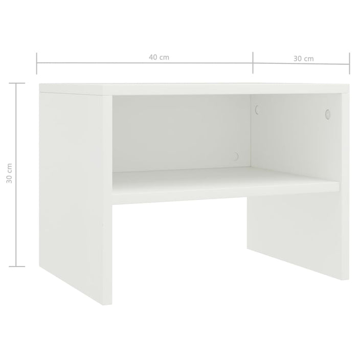 Comodini Bianchi 2 pz 40x30x30 cm Legno Ingegnerizzato 800064