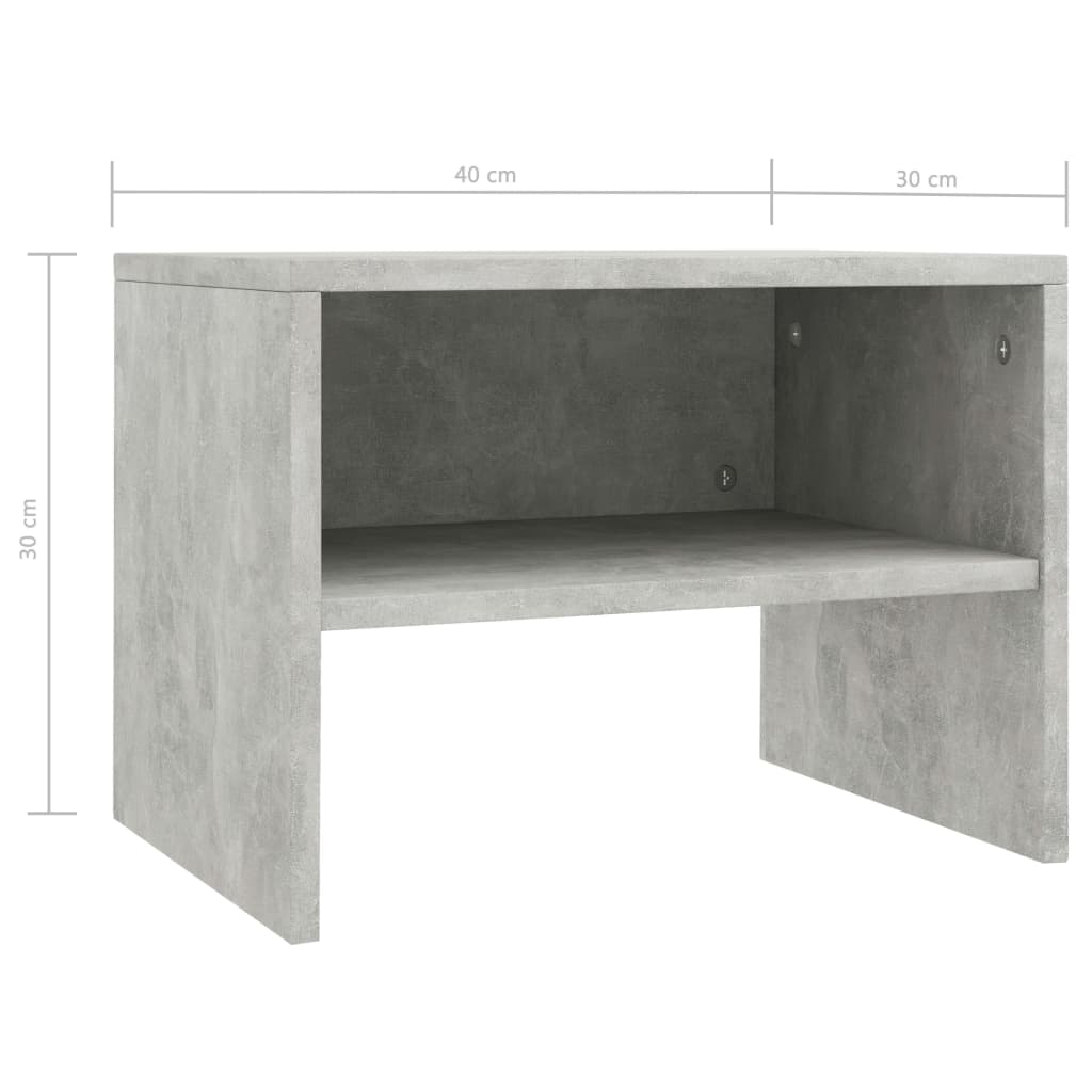 Comodini 2 pz Grigio Cemento 40x30x30 cm in Legno Multistrato 800072