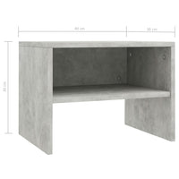 Comodini 2 pz Grigio Cemento 40x30x30 cm in Legno Multistrato 800072