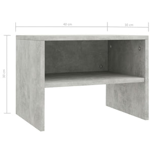 Comodini 2 pz Grigio Cemento 40x30x30 cm in Legno Multistrato 800072